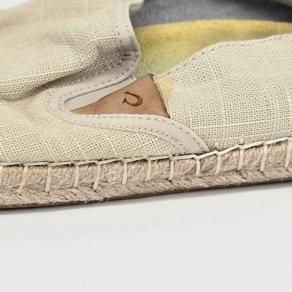 Olukai Kaula Paa Kapa Oatmeal Beige Espadrille Slip On Shoes Flats Women 8 VGUC